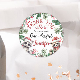 クリスマス1回目の誕生日ウィンターウッドランド ラウンドシール