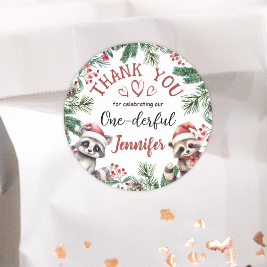 クリスマス1回目の誕生日ウィンターウッドランド ラウンドシール