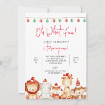 クリスマス1回目の誕生日，動物のパーティー，サンタ