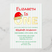 クリスマス1回目の誕生日 箔招待状 (正面)