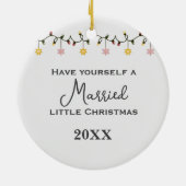 クリスマス1回目の鹿結婚した二頭 セラミックオーナメント (裏面)