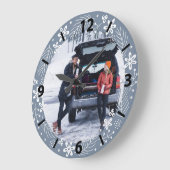 クリスマス1年目を祝う夫婦の引用写真 ラージ壁時計 (傾斜)