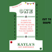 クリスマス1歳誕生日パーティー メリー ワン フォト サンキューカード