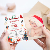 クリスマス1歳誕生日写真招待状 招待状