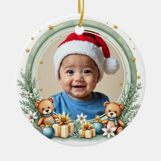 クリスマス1歳 両面 レインボーウィッシュ セラミックオーナメント (正面)
