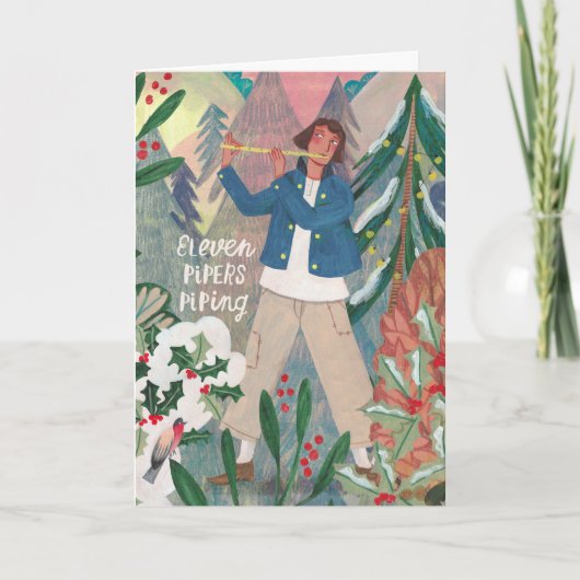 クリスマス11日パイパー配管のかわいい12 カード (正面)