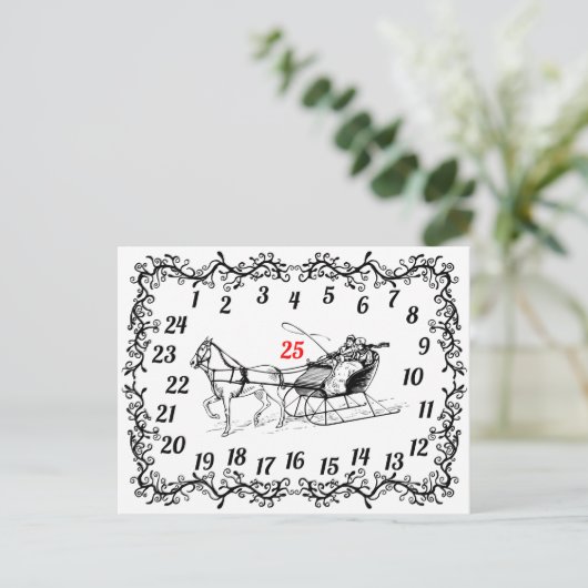 クリスマス12月カウントダウン降臨カレンダークリスマス シーズンポストカード (スタンド正面)