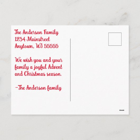 クリスマス12月カウントダウン降臨カレンダークリスマス シーズンポストカード (裏面)