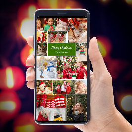 クリスマス14フォトコラージュ緑のデジタルメール シーズンカード