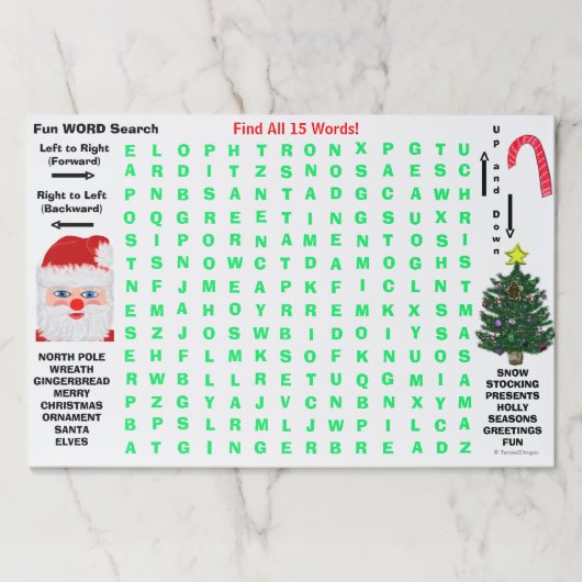 クリスマス15語の検索活動 ペーパーパッド (正面)