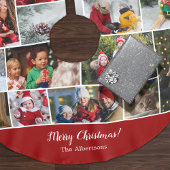 クリスマス16フォトコラージュと家族の名前レッド ブラッシュドポリエステルツリースカート