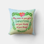 クリスマス16x16に平和が贈られる クッション (正面)