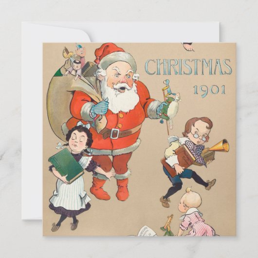 クリスマス1901年サンタクロースのホリデーカード カード (正面)