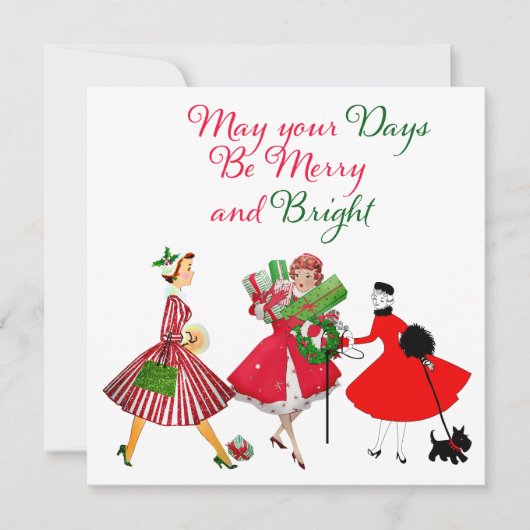 クリスマス1950ヴィンテージレディース カード (正面)