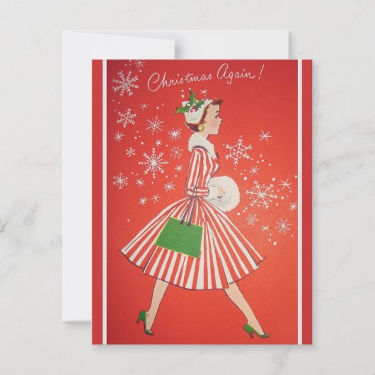 クリスマス1950年代のファッションレディカスタムー シーズンカード (正面)