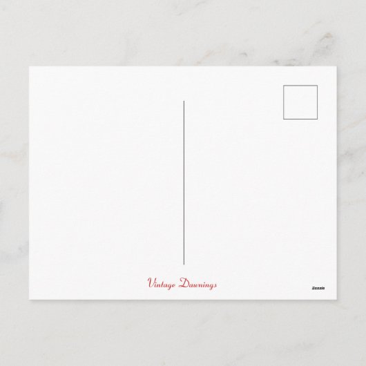 クリスマス1950年代のヴィンテージファッションレディ シーズンポストカード (裏面)