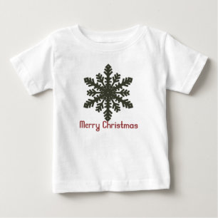 クリスマス1 ：スノーフレークメリークリスマスクリーパー1 ベビーTシャツ