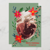クリスマス1 写真 水彩 花 イラスト ホリデー シーズンカード (正面/裏面)