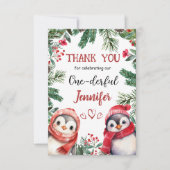 クリスマス1°誕生日冬かわいいサンキューカード サンキューカード (正面)