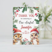 クリスマス1°誕生日冬かわいいサンキューカード サンキューカード (スタンド正面)