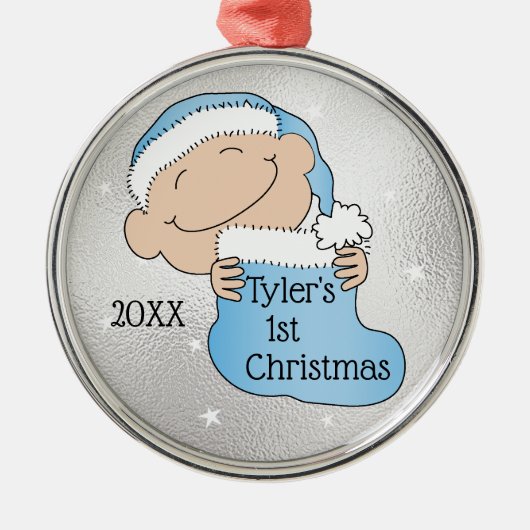 クリスマス1stクリスマスブルーオーナメント メタルオーナメント (正面)