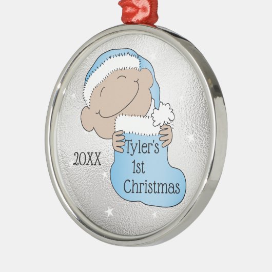 クリスマス1stクリスマスライトブルーオーナメント メタルオーナメント (左)