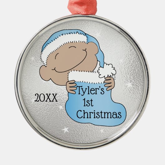 クリスマス1stクリスマスライトブルーオーナメント メタルオーナメント (正面)