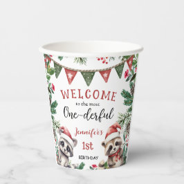 クリスマス1th誕生日ウィンターウッドランド 紙コップ