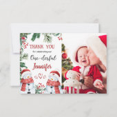 クリスマス1th誕生日雪だるまサンキューカード サンキューカード (正面)