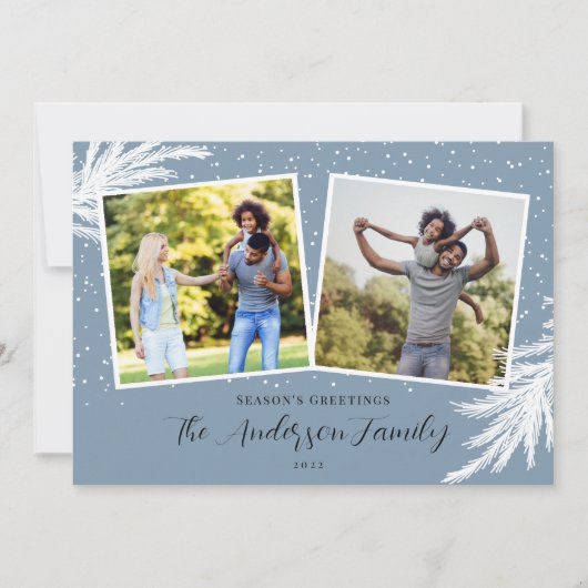 クリスマス2の写真スクリプトスノースブルー シーズンカード (正面)