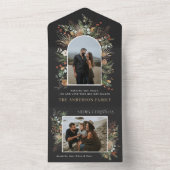 クリスマス2フォトアーチ水彩植物フローラ オールインワン招待状 (内側)