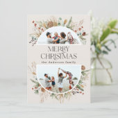 クリスマス2フォトアーチ水彩植物フローラ シーズンカード (スタンド正面)