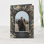 クリスマス2フォトアーチ水彩植物フローラ シーズンカード (正面)