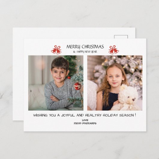 クリスマス2フォトコラージホリデーポストカード シーズンポストカード (正面/裏面)