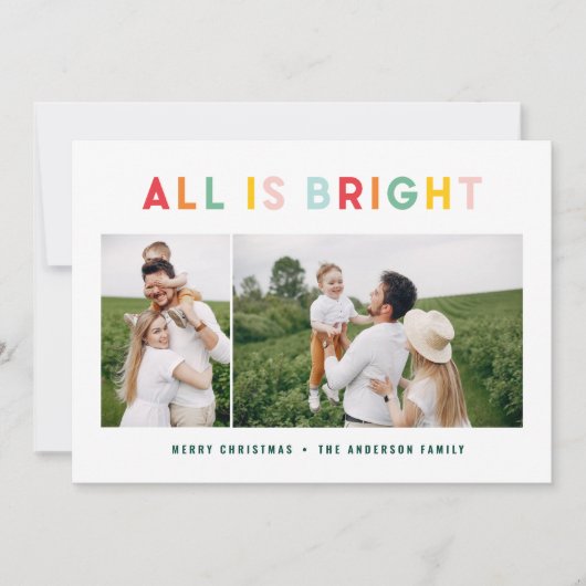 クリスマス2フォトコラージュ虹かわいいおもしろい休日 シーズンカード (正面)