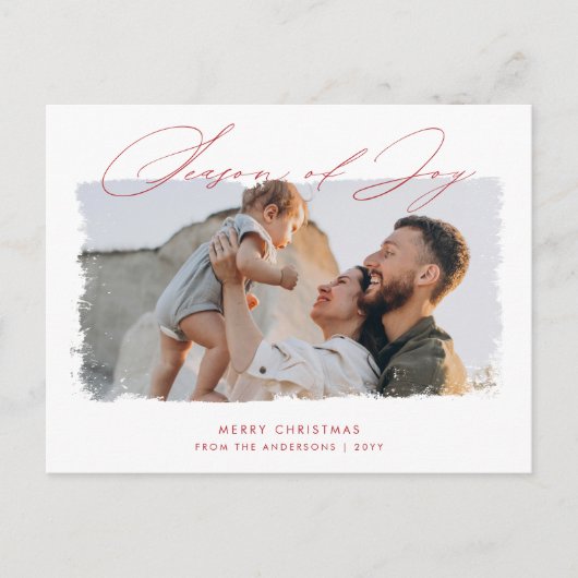 クリスマス2フォトセージ緑のスクリプモダント ポストカード (正面)