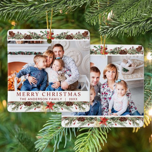 クリスマス2フォトボ素朴タニカルウッドランド セラミックオーナメント