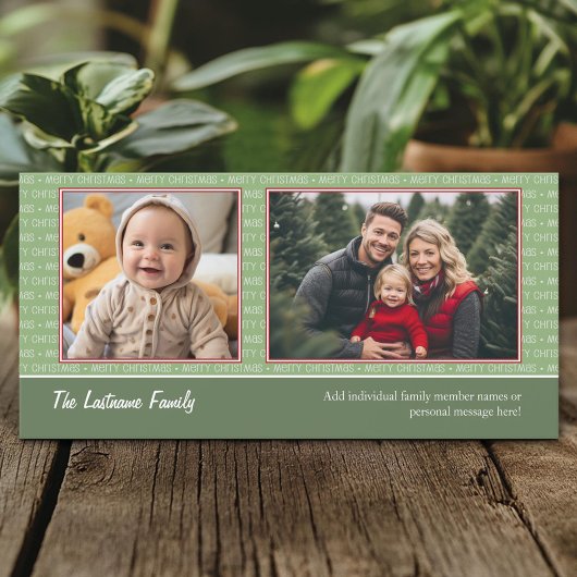 クリスマス2フォトレッドとグリーン – ホリデーカード