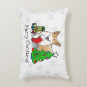クリスマス2ペムブレークウェルシュコーギー(赤1)ツリーかわいい アクセントクッション (正面(垂直))