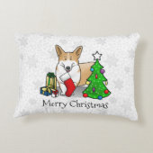 クリスマス2ペムブレークウェルシュコーギー(赤1)ツリーかわいい アクセントクッション (裏面)