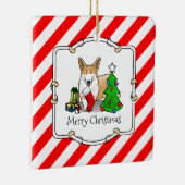 クリスマス2ペムブレークウェルシュコーギー(赤1)ツリーかわいい セラミックオーナメント (右)