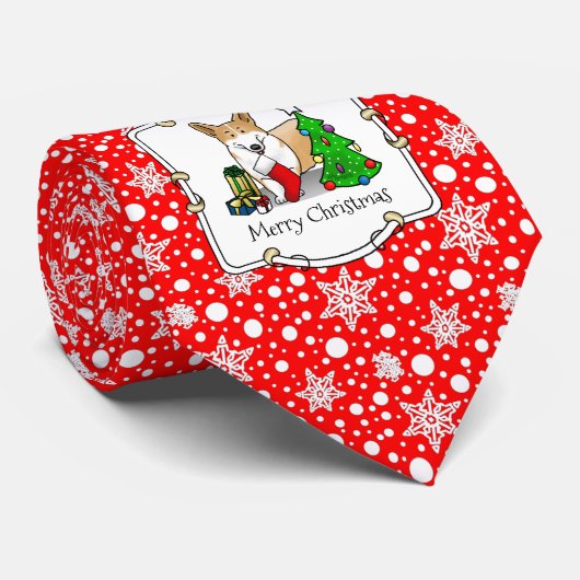 クリスマス2ペムブレークウェルシュコーギー(赤1)ツリーかわいい ネクタイ (ロール)
