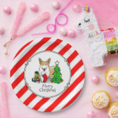 クリスマス2ペムブレークウェルシュコーギー(赤1)ツリーかわいい ペーパープレート (パーティー)