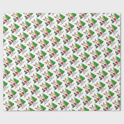 クリスマス2ペムブレークウェルシュコーギー（赤1）ツリーかわいい ラッピングペーパー (フラット)