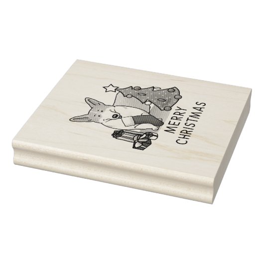 クリスマス2ペムブレークウェルシュコーギー（赤1）ツリーかわいい ラバースタンプ (スタンプ)