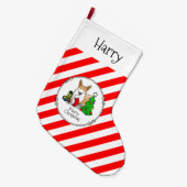 クリスマス2ペムブレークウェルシュコーギー(赤1)ツリーかわいい ラージクリスマスストッキング (正面 (吊り時))