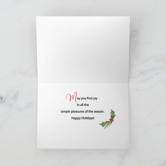 クリスマス2写真カスタマイズ可能なライトレッドブラック カード (内部)