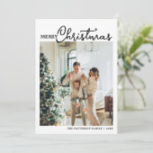 クリスマス2写真トレンディー書道スクリプト シーズンカード (スタンド正面)