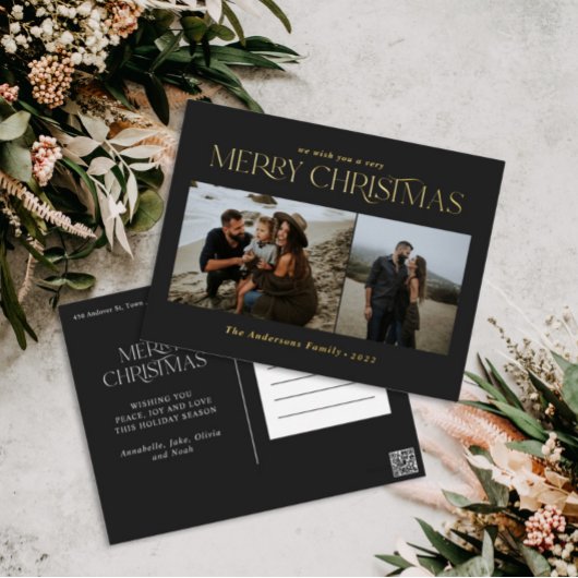 クリスマス2写真植物学フローラ 箔シーズンポストカード