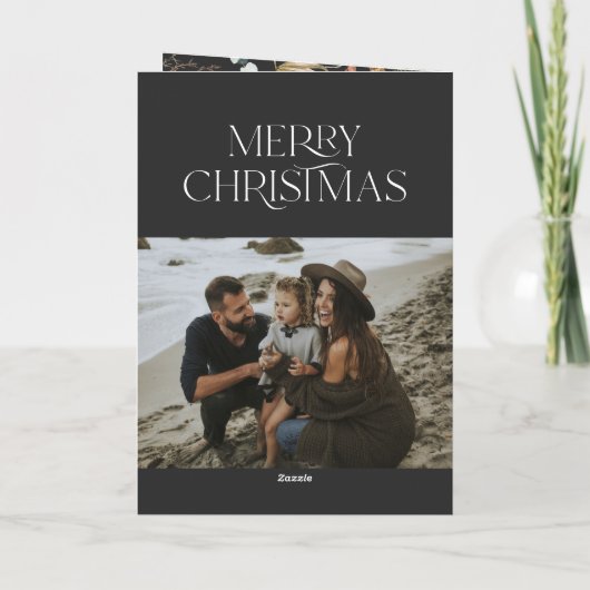 クリスマス2写真植物性フローラ折り畳み休日 カード (裏面)